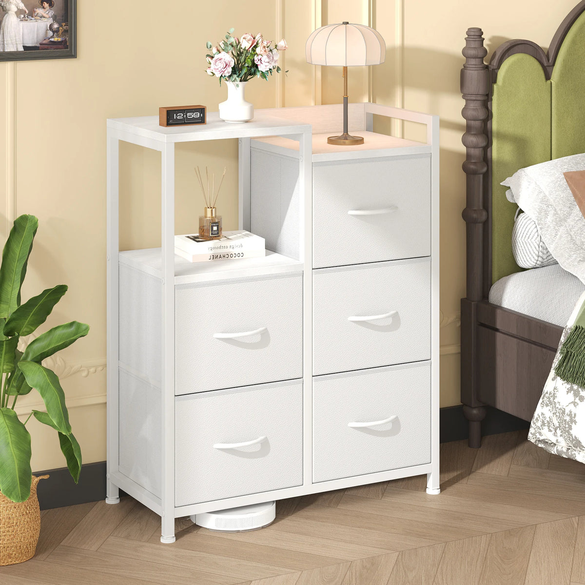 JHK Five Drawer Storage Chest With Raised Shelf Organizer