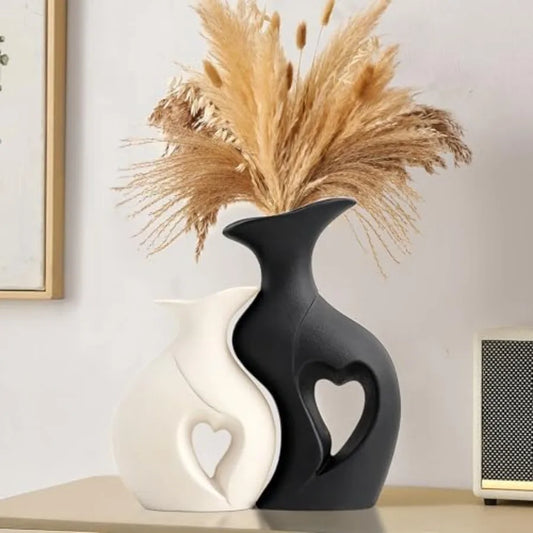 Heart Shaped Ceramic Vase Set for Modern Home Decor