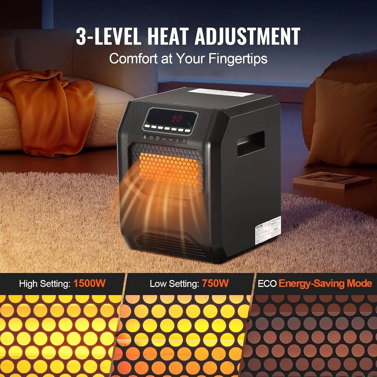XMSJ Infrared 1500W Space Heater with Remote Control