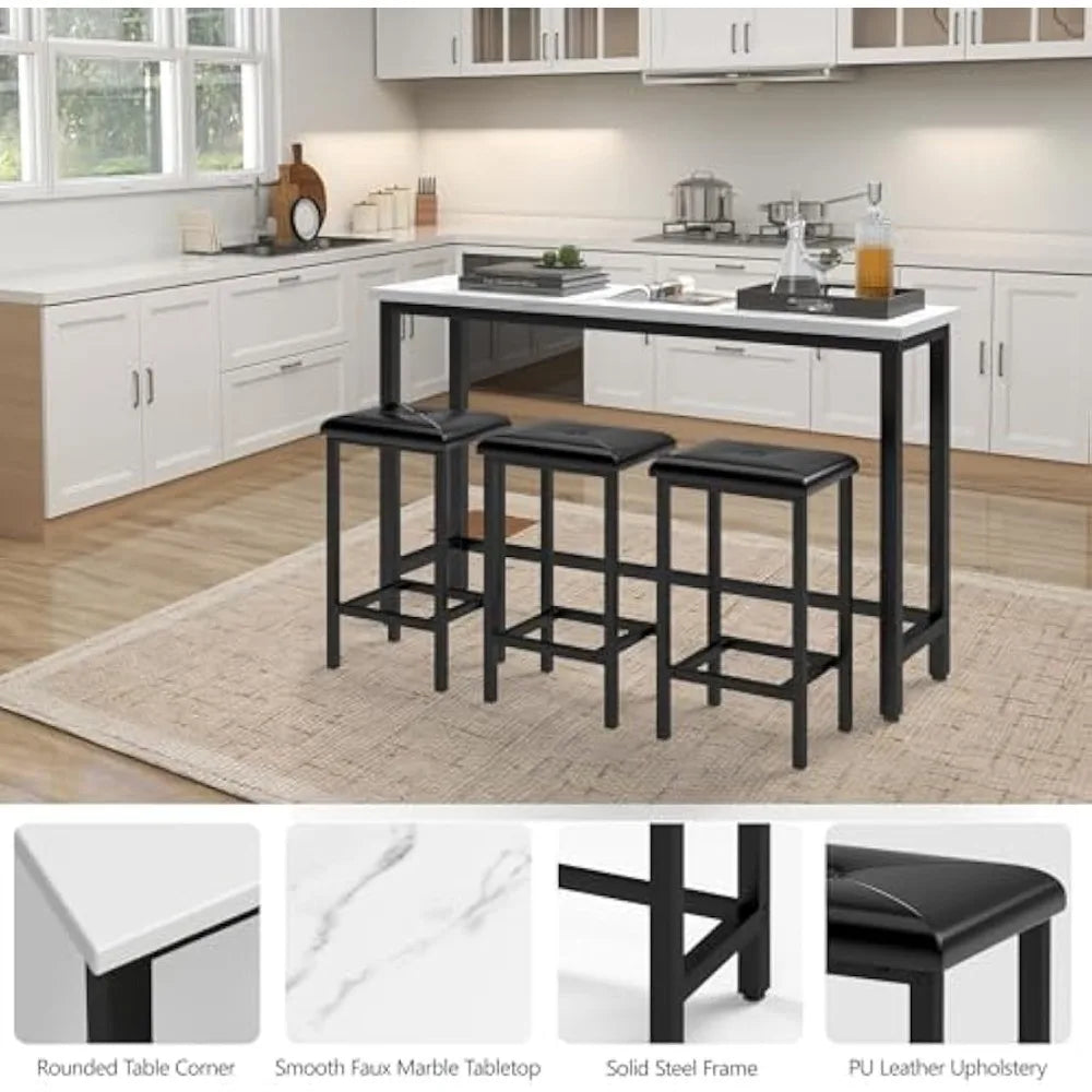 DAFIFY Modern Faux Marble Counter Height Bar Table Set