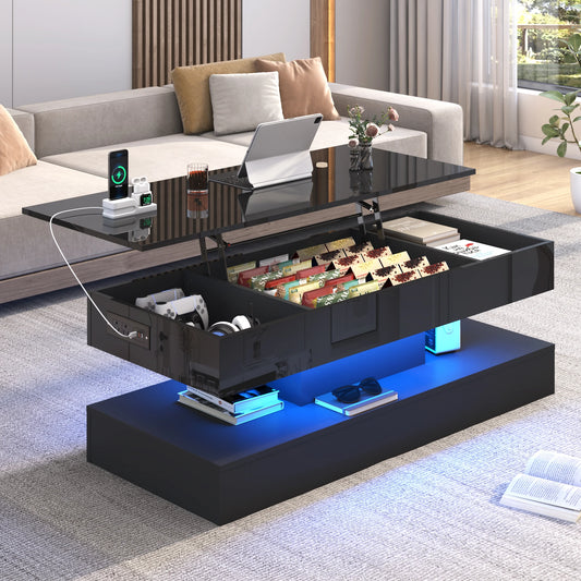 QiaoShiRen High Gloss LED Coffee Table for Living Room