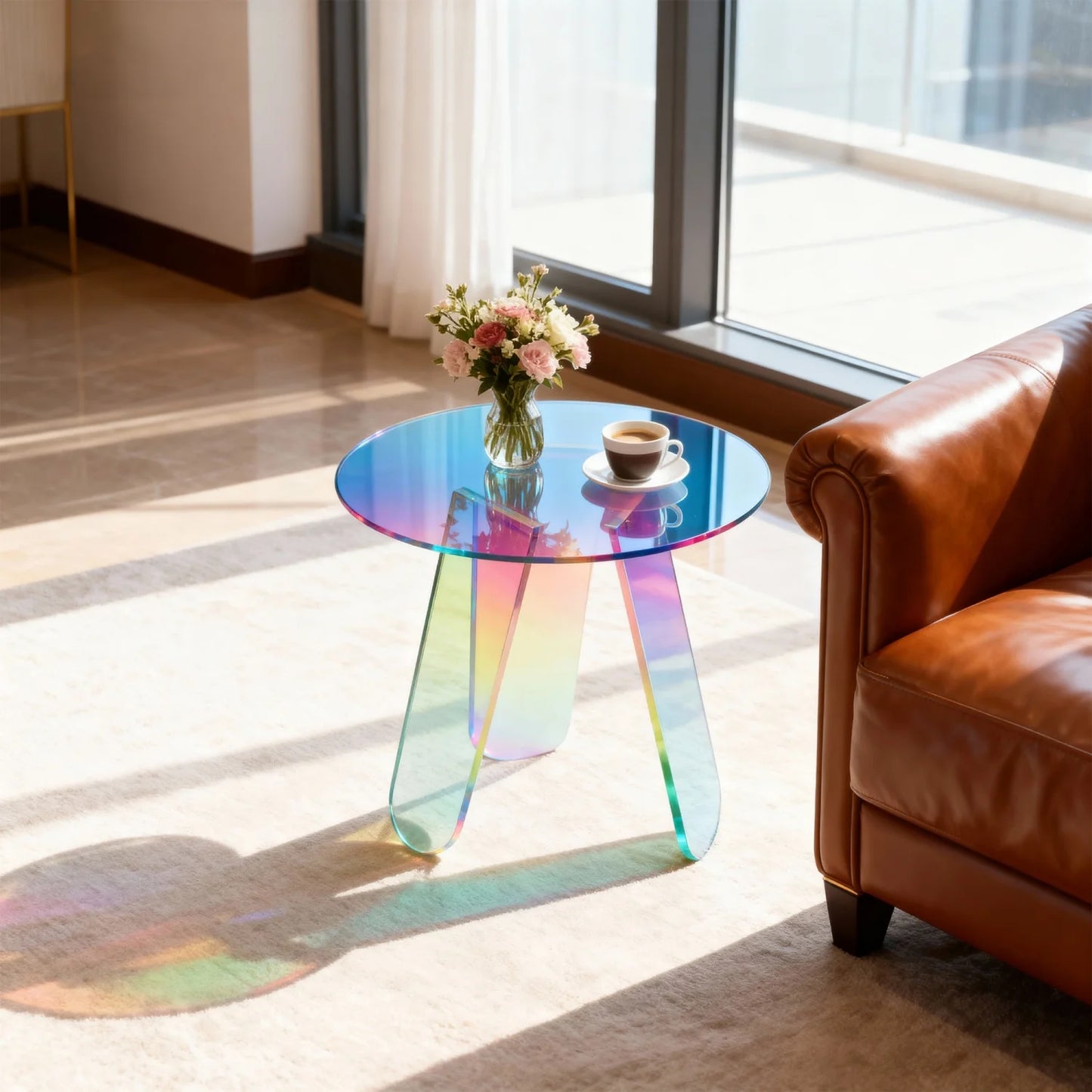 Round Acrylic Side End Table for Living Room