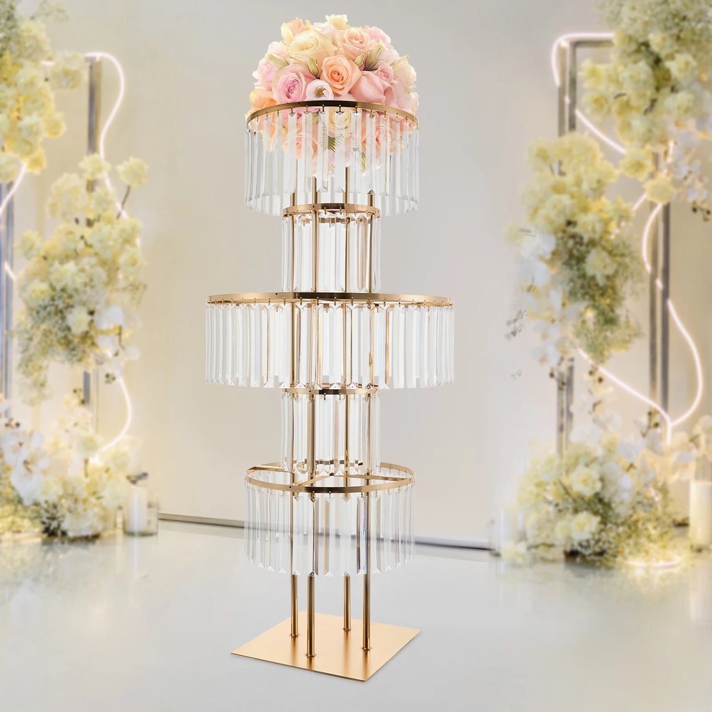 Guangdong Crystal Flower Stand 5 Tier Wedding Centerpiece