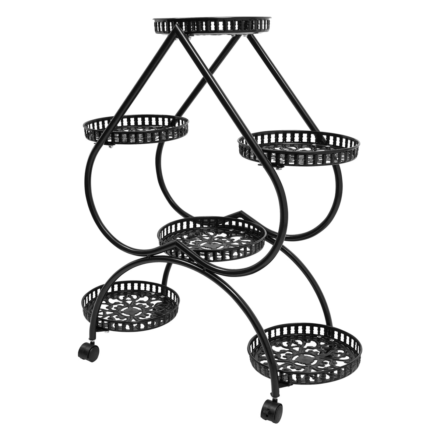 Sturdy Metal Quad Tier Heart Flower Pot Stand Patio