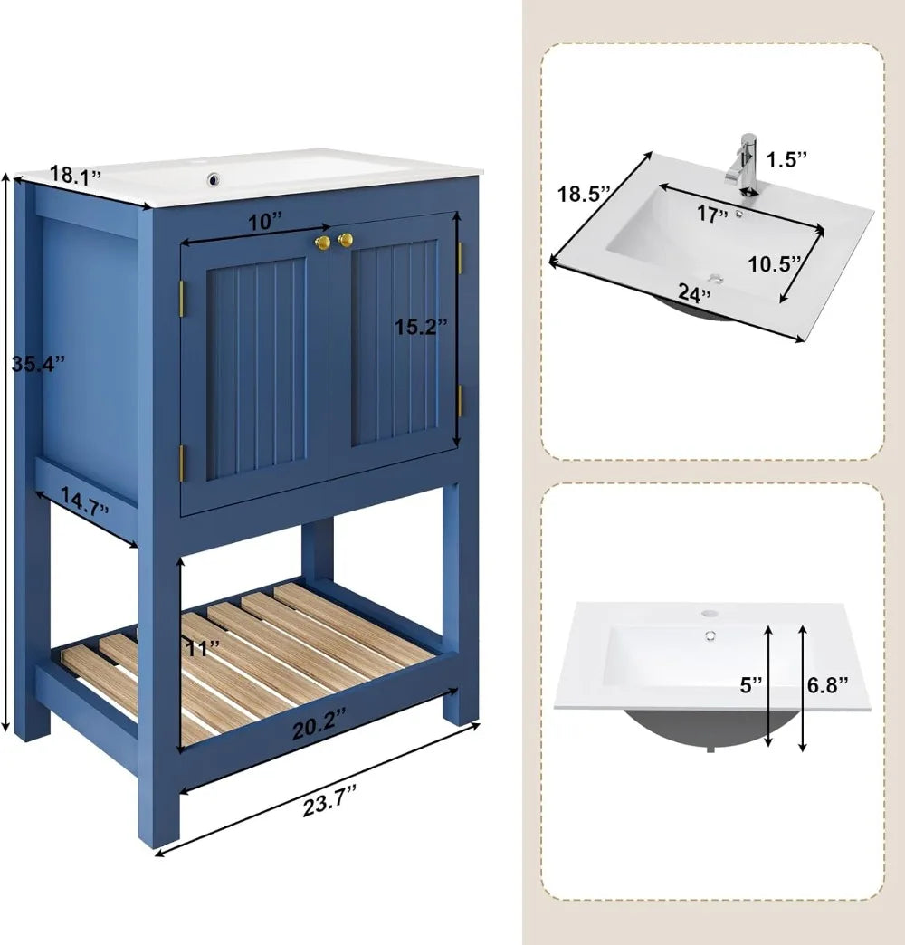 Modern Bathroom Vanity With Sink Freestanding Cabinet