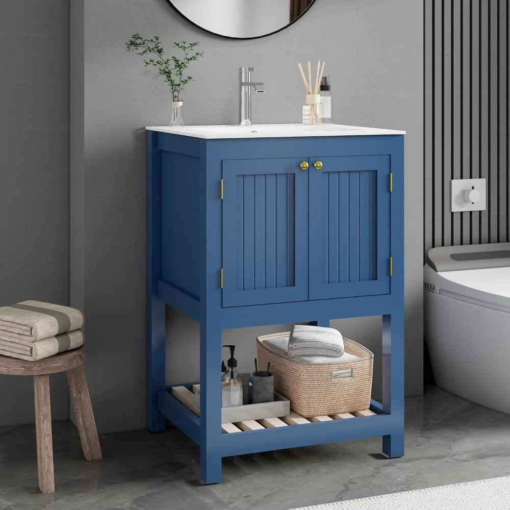 Modern Bathroom Vanity With Sink Freestanding Cabinet
