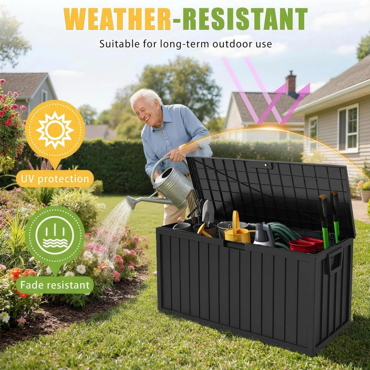 Heavy Duty Outdoor Deck Storage Box With Secure Latch