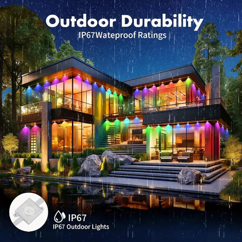 MIMIRGB SmartRGBIC ExteriorGutterEaves LightingSystem OutdoorLEDString WaterproofIP67