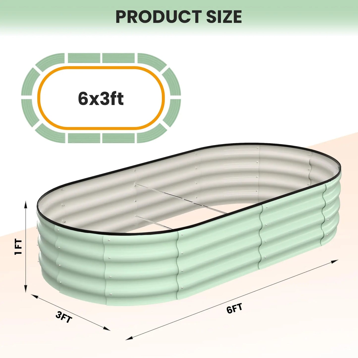 HiMISS 2-Pack Oval Galvanized Steel Raised Garden Beds