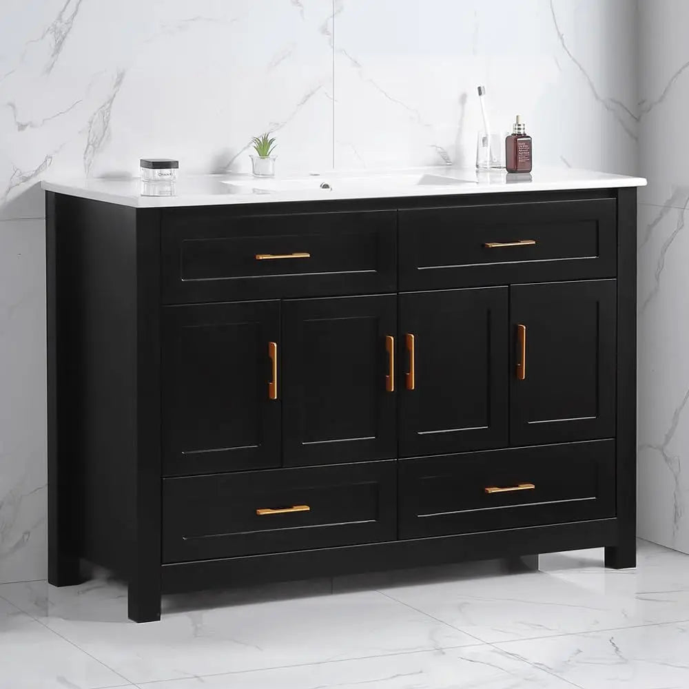 Modern Bathroom Vanity With Sink 4 Drawers Soft Doors
