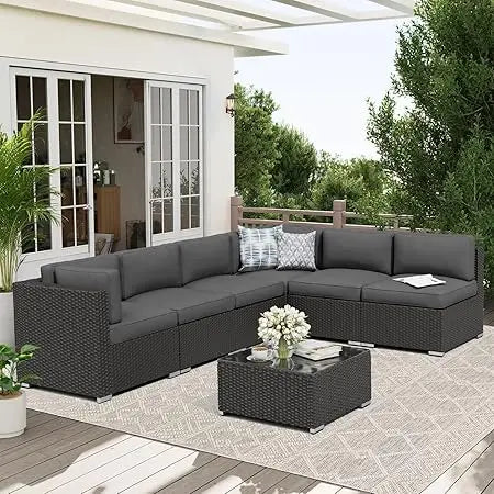 Outdoor Patio Furniture Set With Glass Top Table Cushions