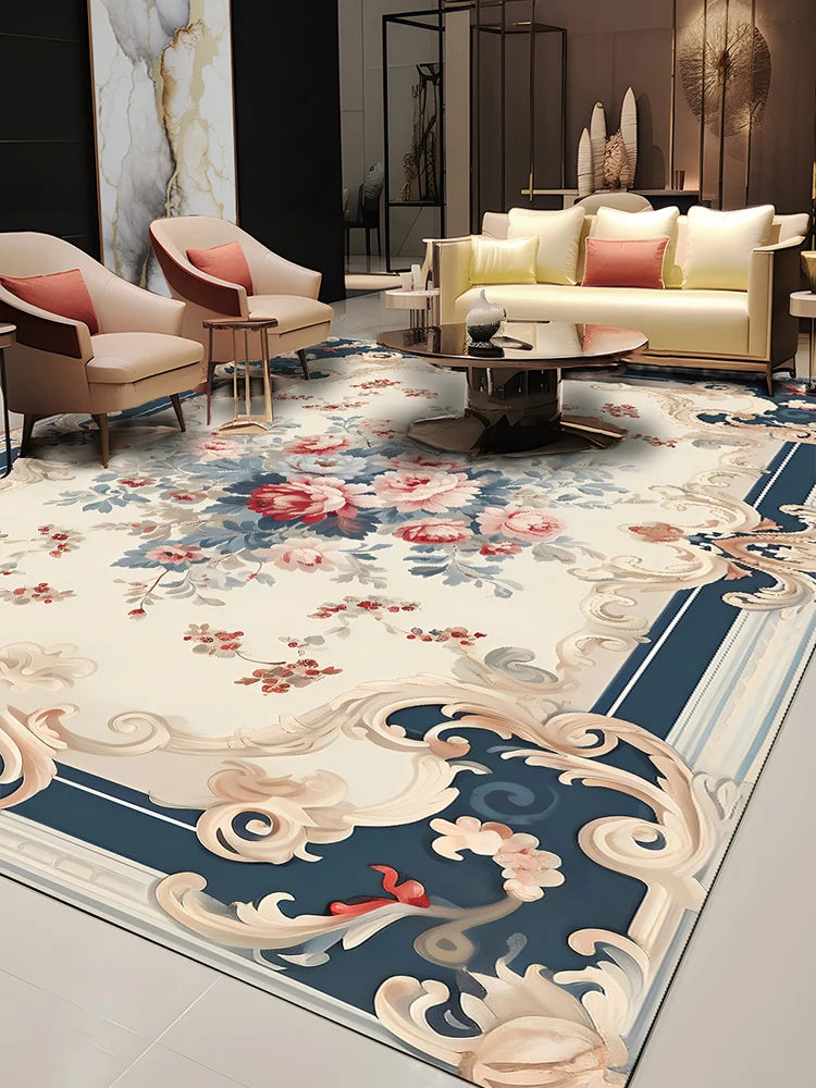 Pastoral Style Polyester Floor Rug for Living Room Bedroom
