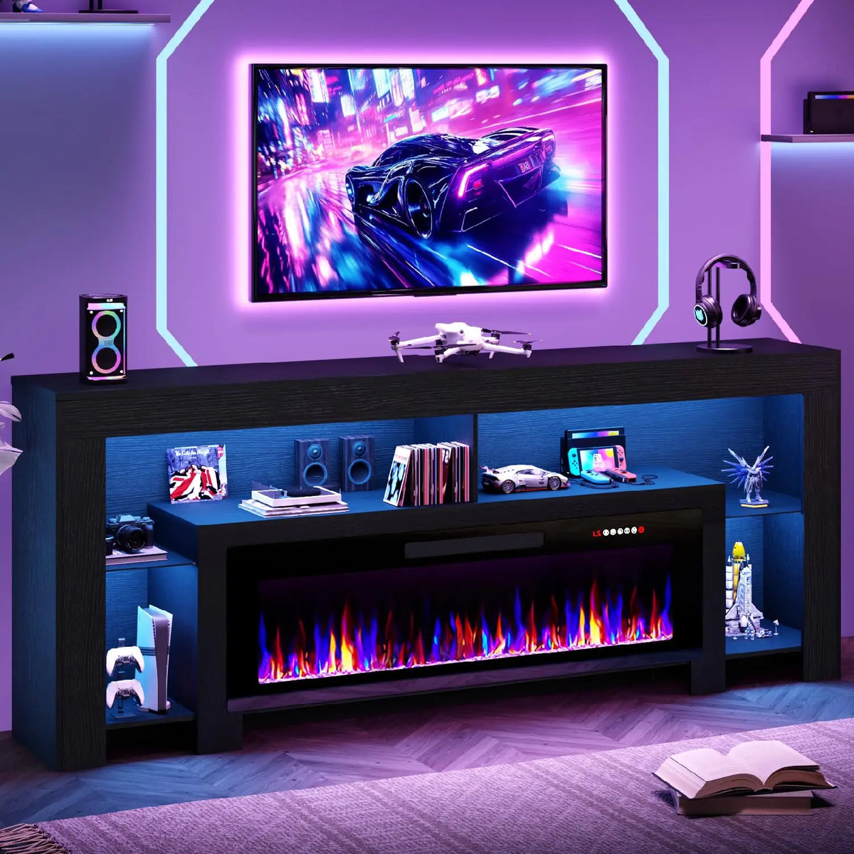 Modern Electric Fireplace TV Stand Entertainment Center