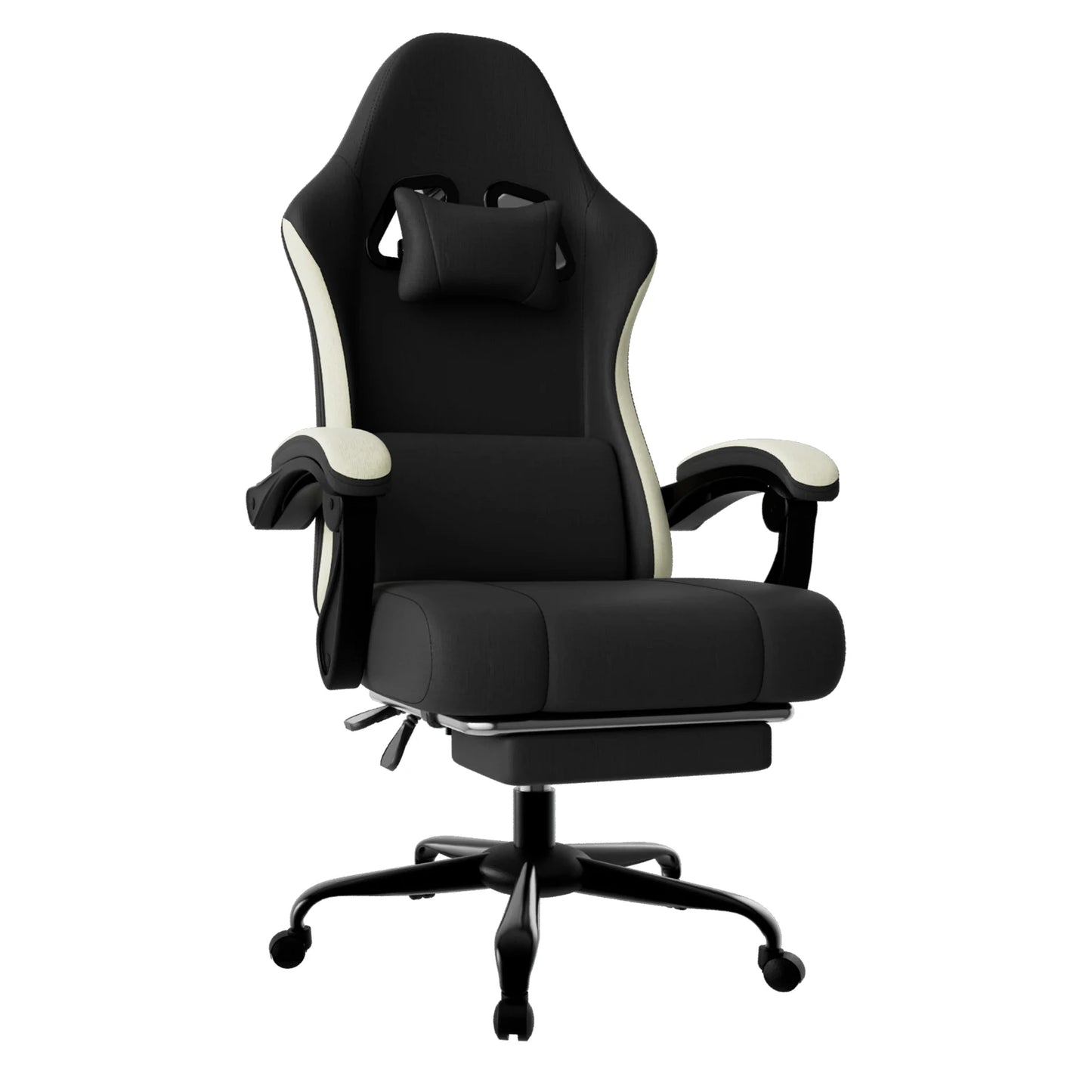 Ergonomic Gaming Chair With Pocketed Spring Cushion Footrest