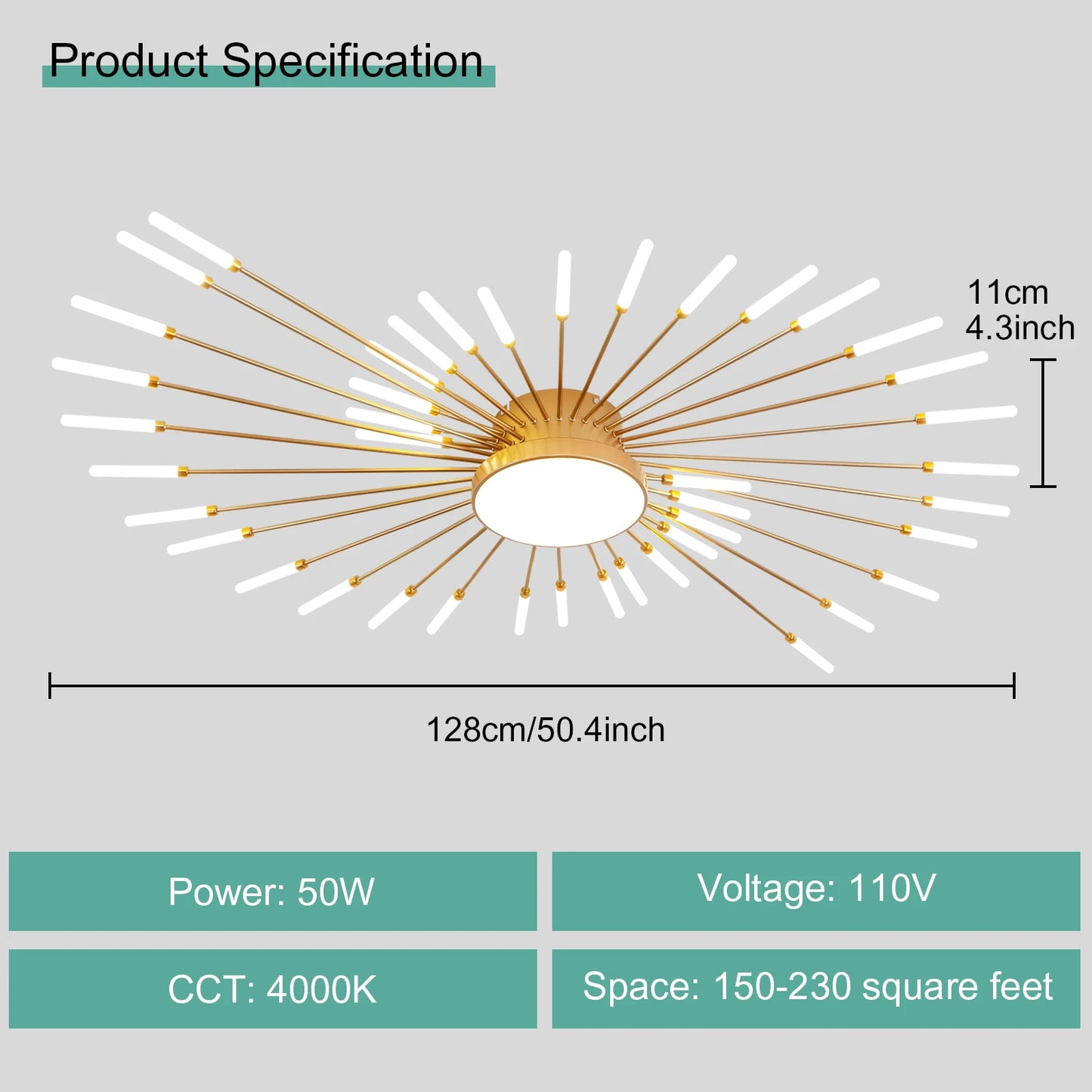 Modern LED Ceiling Light Fixture in Gold and Black for Home Decoration