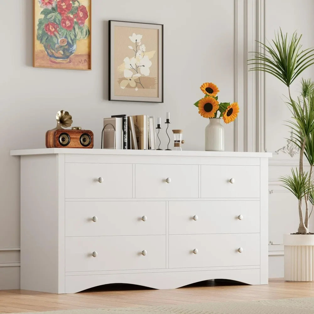 Furmax Dresser For Bedroom 7 Drawer Chest TV Stand Storage