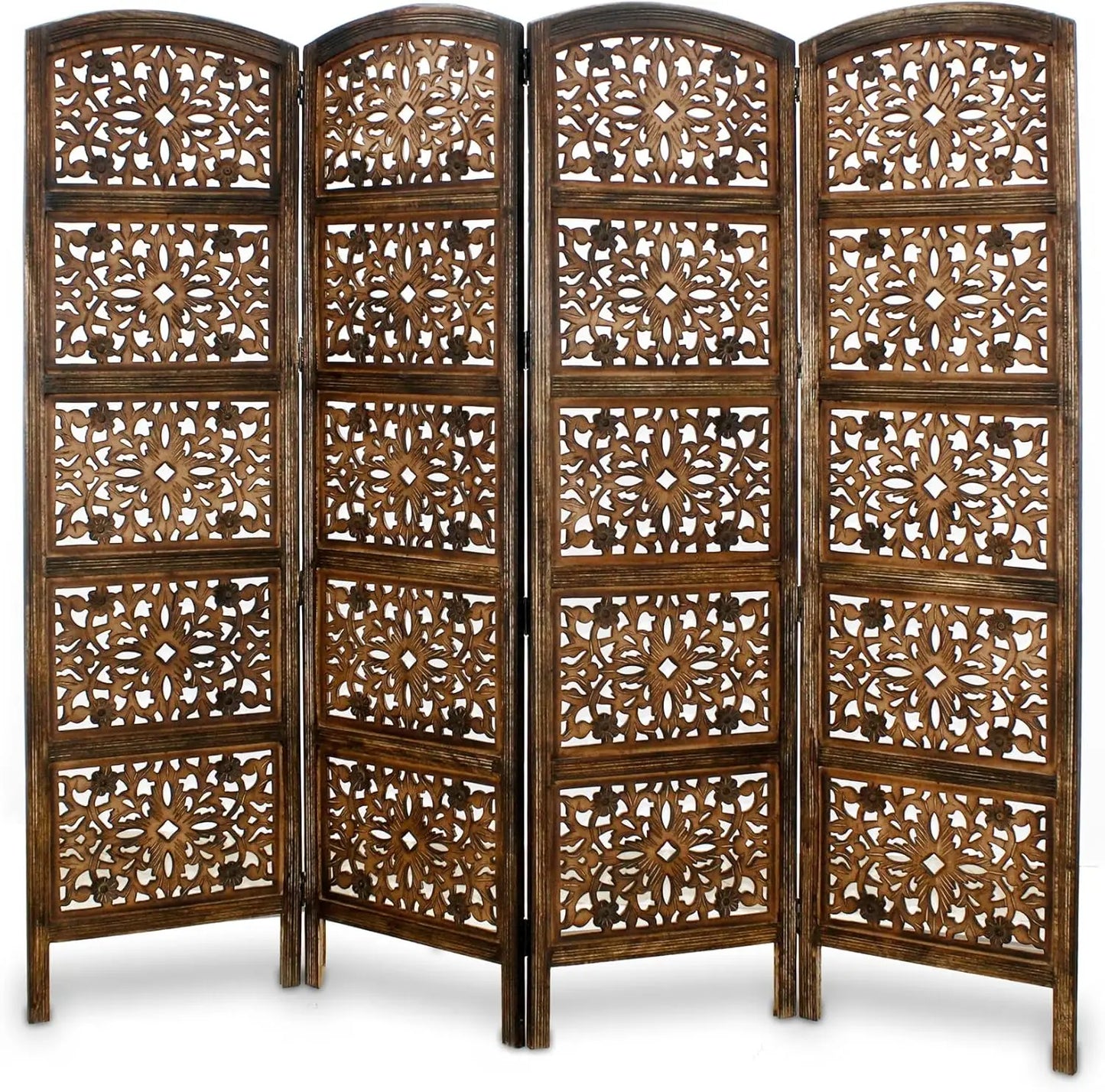 Hand Carved Wood Room Divider Screen Portable Privacy Partition