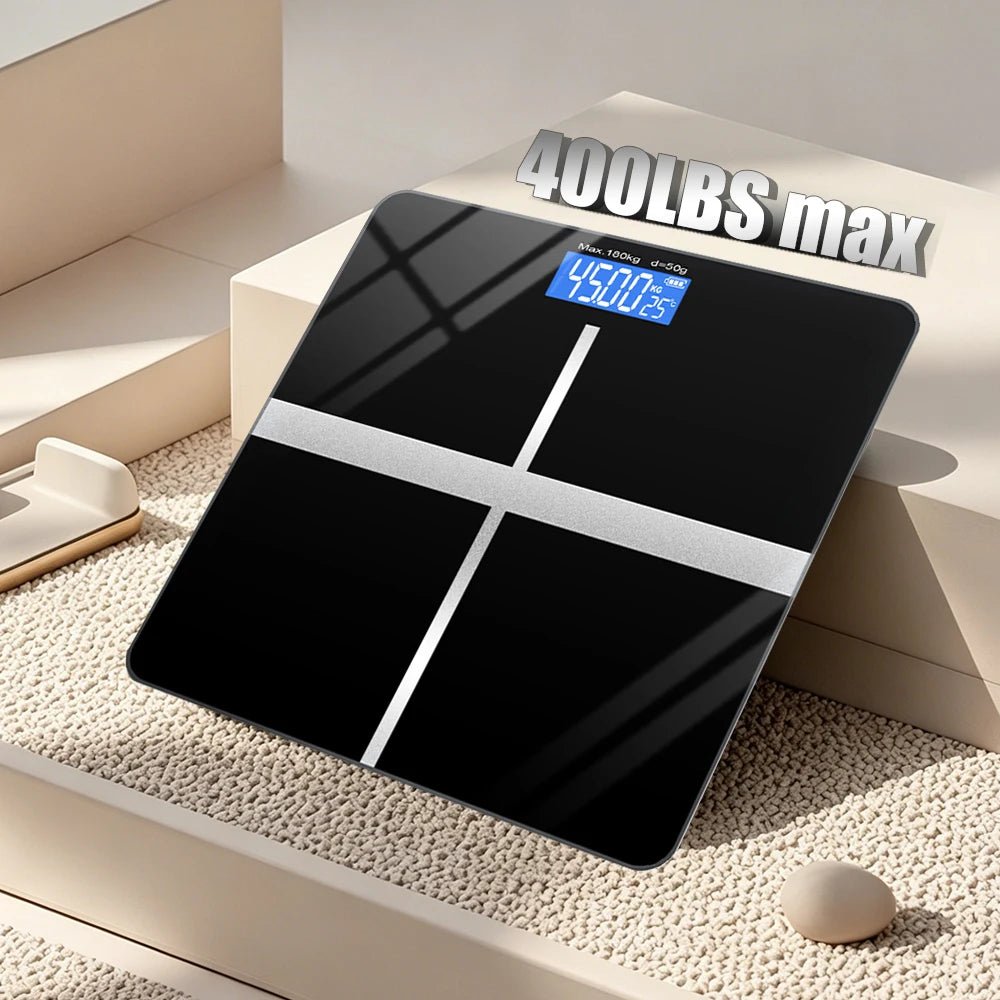 ZNLYRION Digital Bathroom Scale With LCD Display Tempered Glass