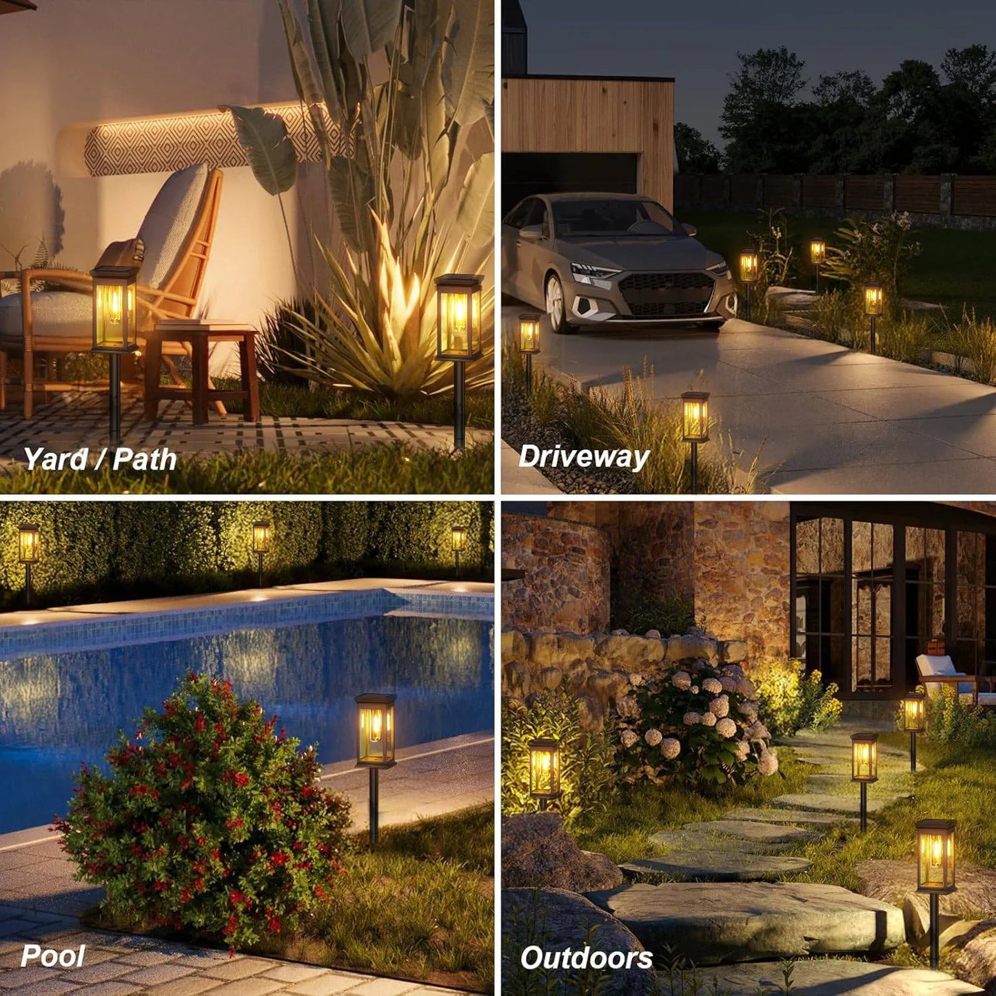 KPSTEK Solar Lights 6 Pack Outdoor Garden Pathway Glow