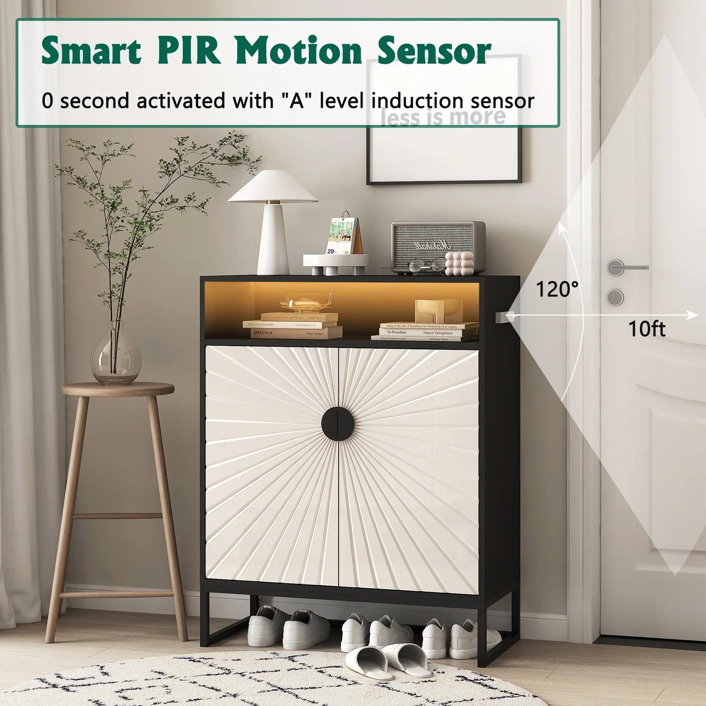 Folded 5 Tier Wooden Shoe Storage Cabinet With Doors