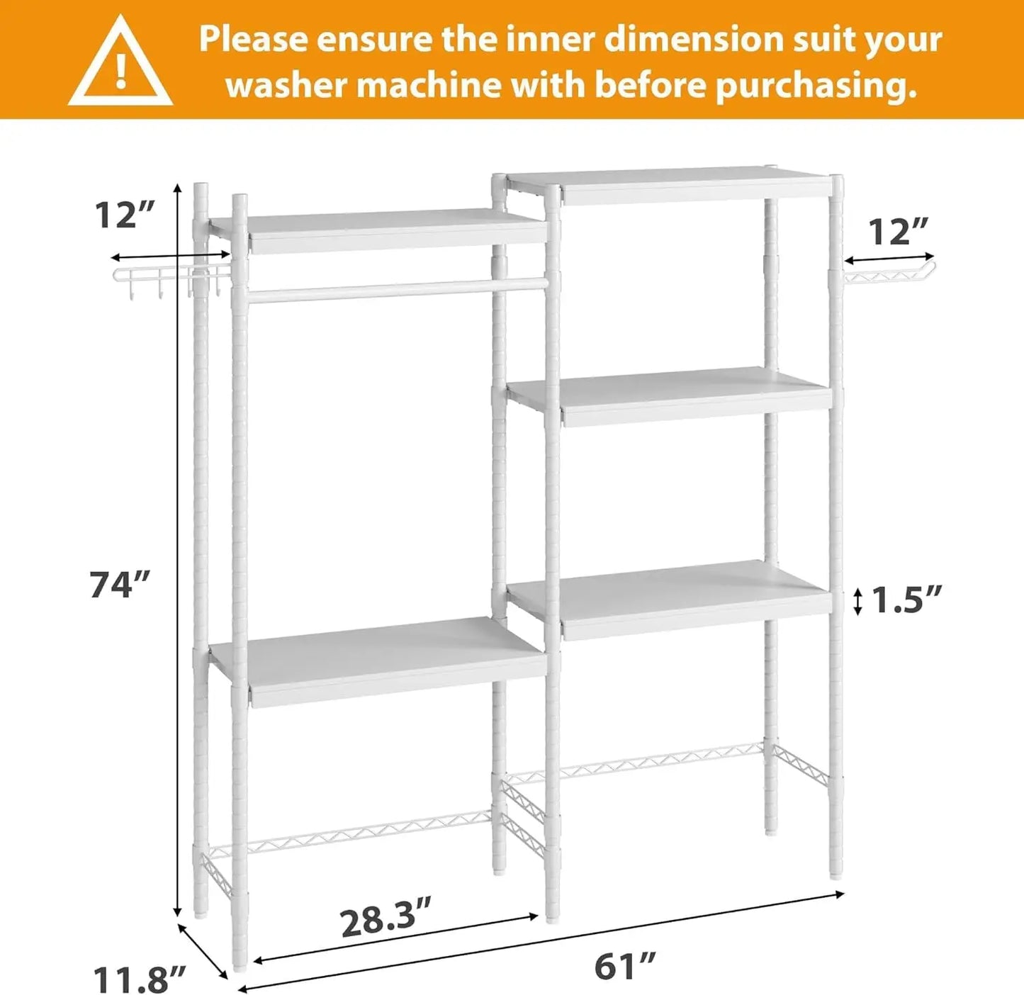 HiMISSH Washer Dryer Storage Shelf Five Layer Rack Laundry