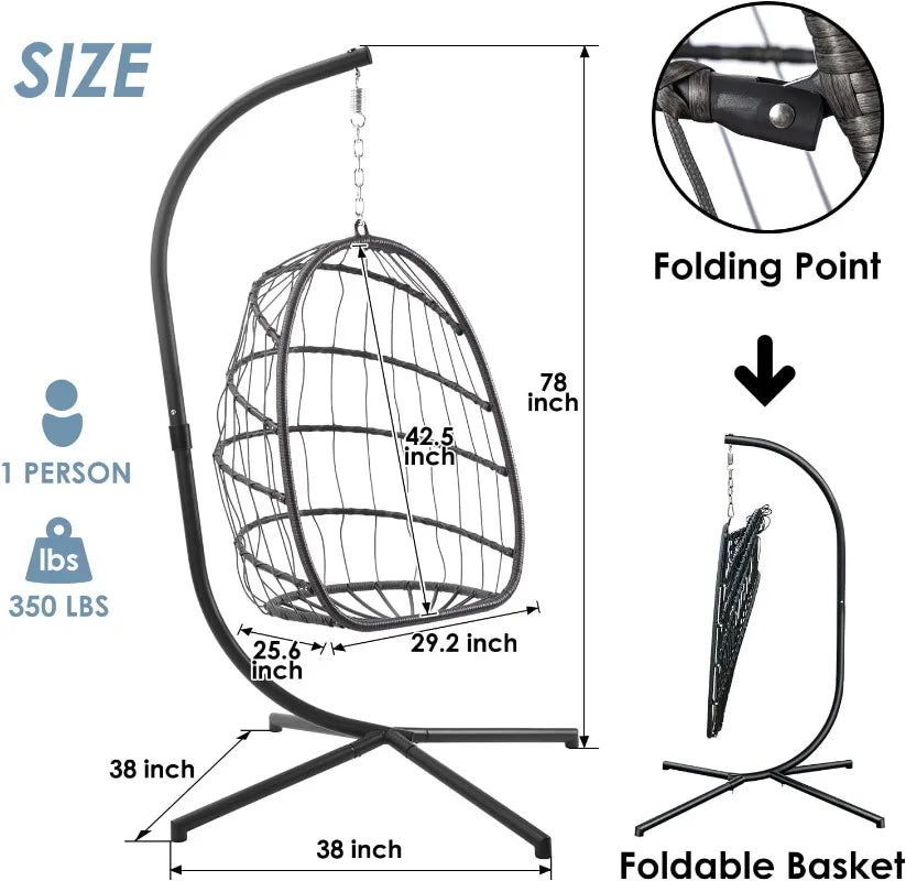 Hign-concerned Egg Swing Chair Stand Rattan Wicker Indoor