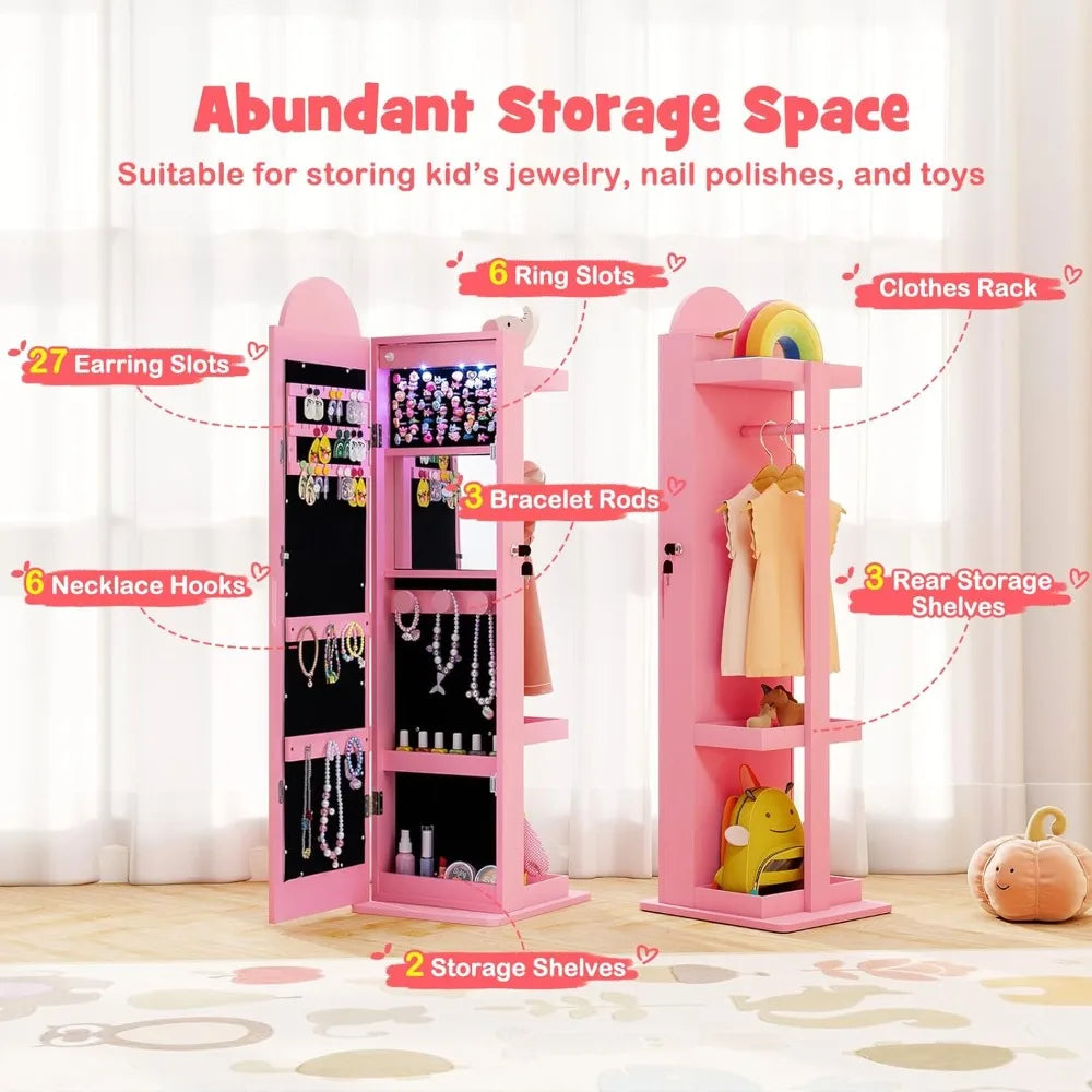 LED Jewelry Cabinet With Full Length Mirror Armoire
