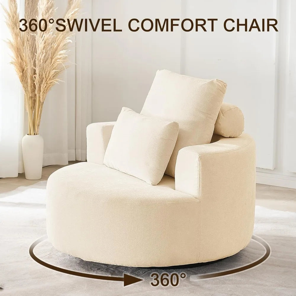 RBXC Barrel Swivel Chair 360 Rotation Chenille Cushioned Comfort