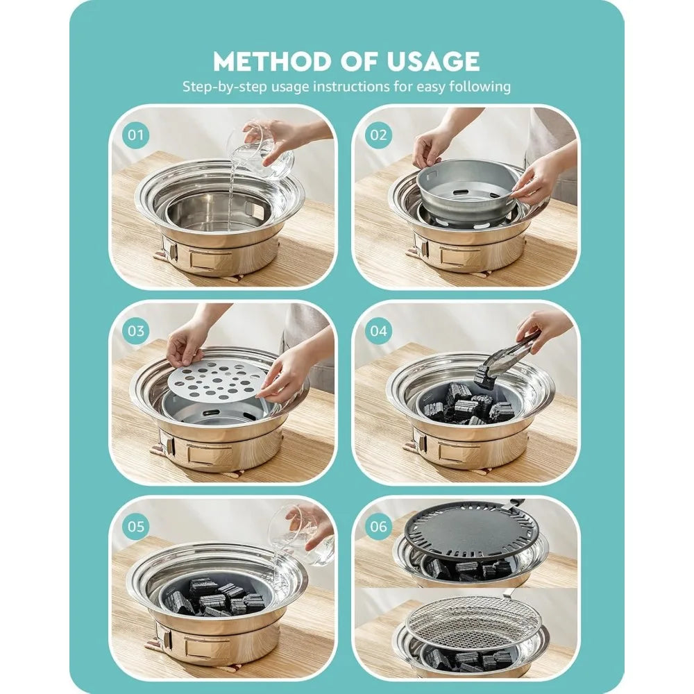 NBVCX Portable Korean BBQ Grill Charcoal Stove Outdoor Use