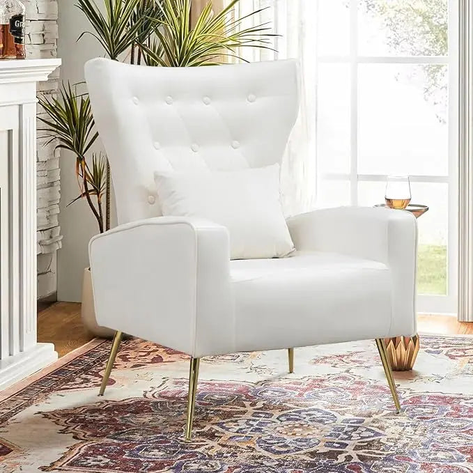 Mid Century Modern Velvet Accent Armchair With Tufted Back