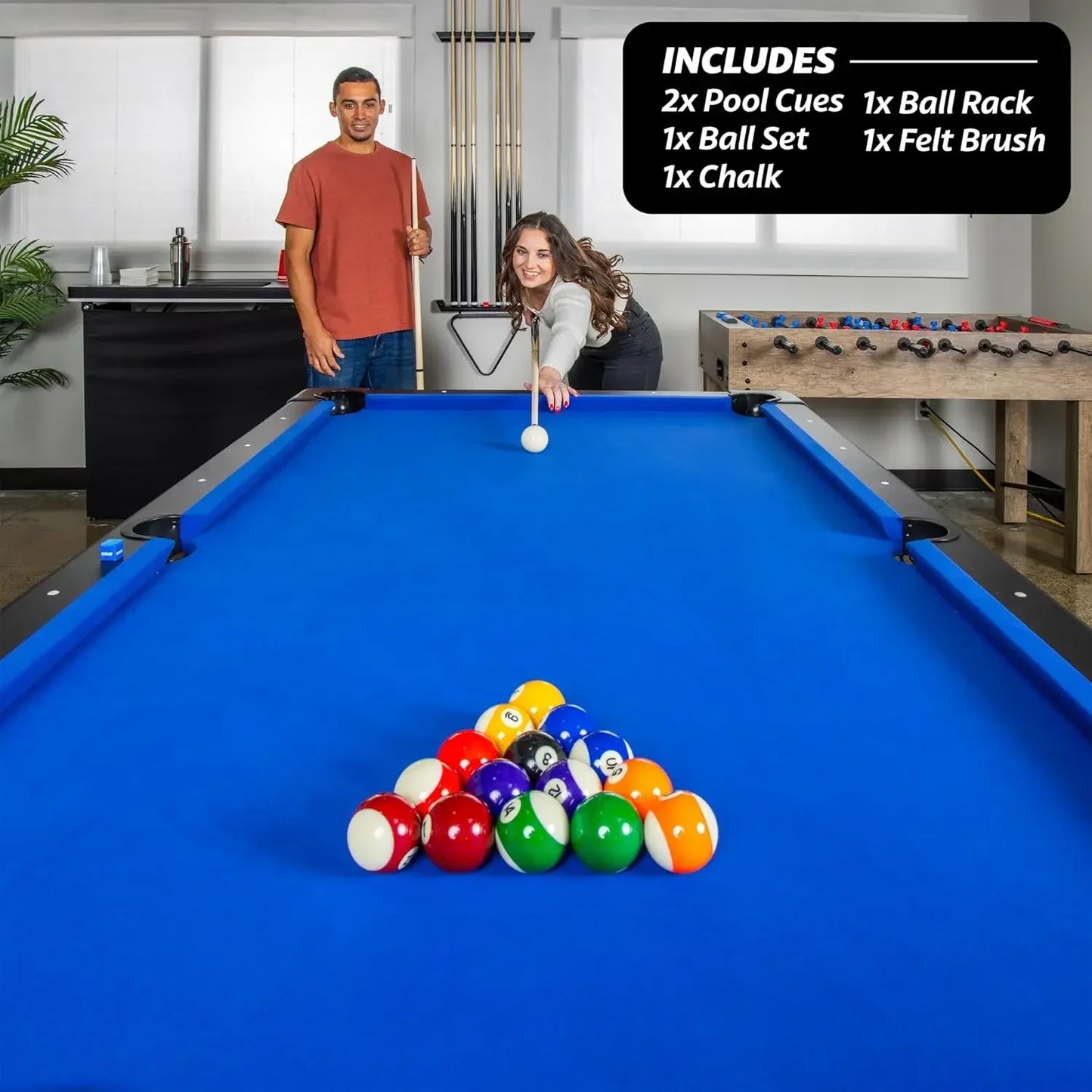 Portable Pool Table With Full Set Balls Cues Chalk
