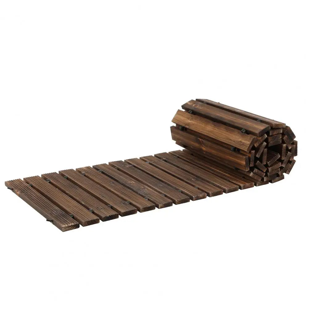 Roll Out Wooden Garden Pathway Outdoor Walkway Mat For Lawn