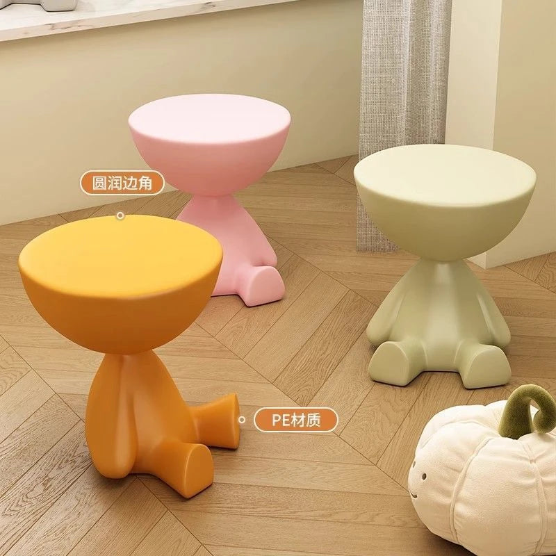 Cream Flat Top Coffee Table With Movable Round Side