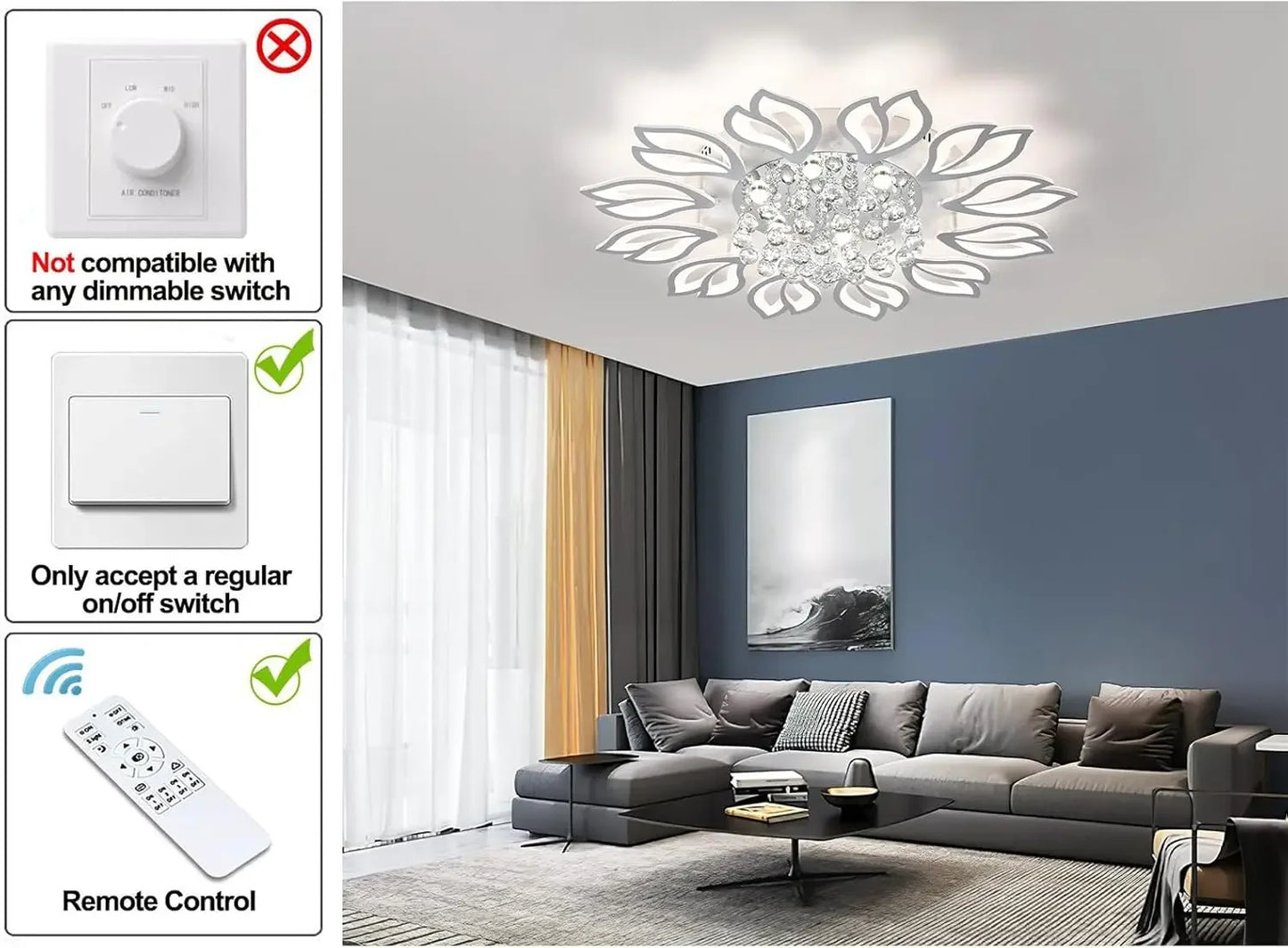 Modern Flower Chandelier LED Smart Ceiling Light With Remote