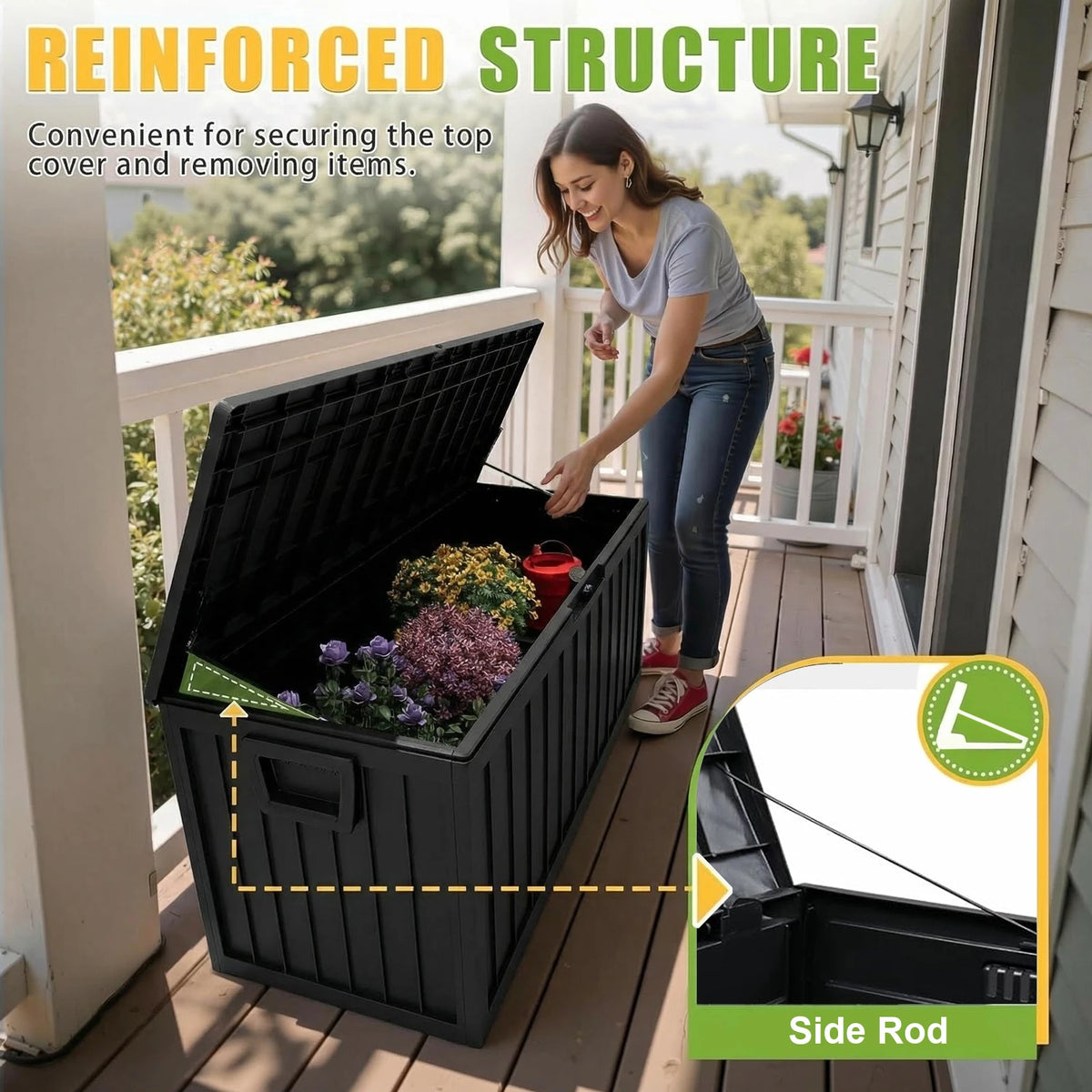 Heavy Duty Outdoor Deck Storage Box With Secure Latch