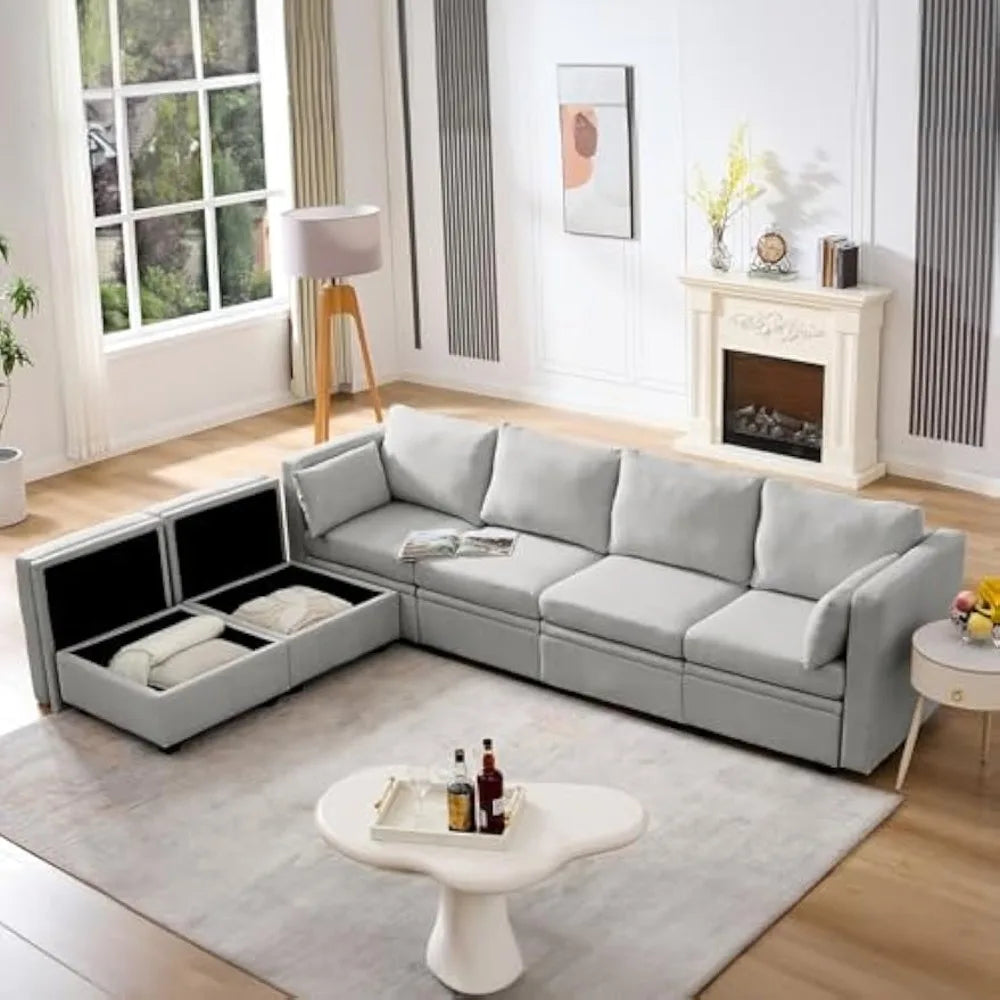 MKDK Modular Sectional Sofa With Storage U Shaped Couch