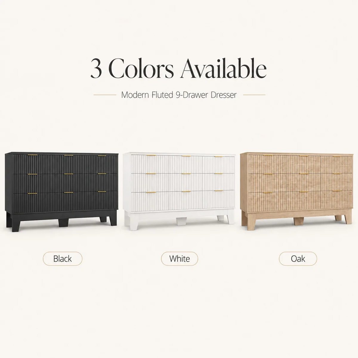 Modern Wood Nine Drawer Dresser Storage Cabinet Furniture