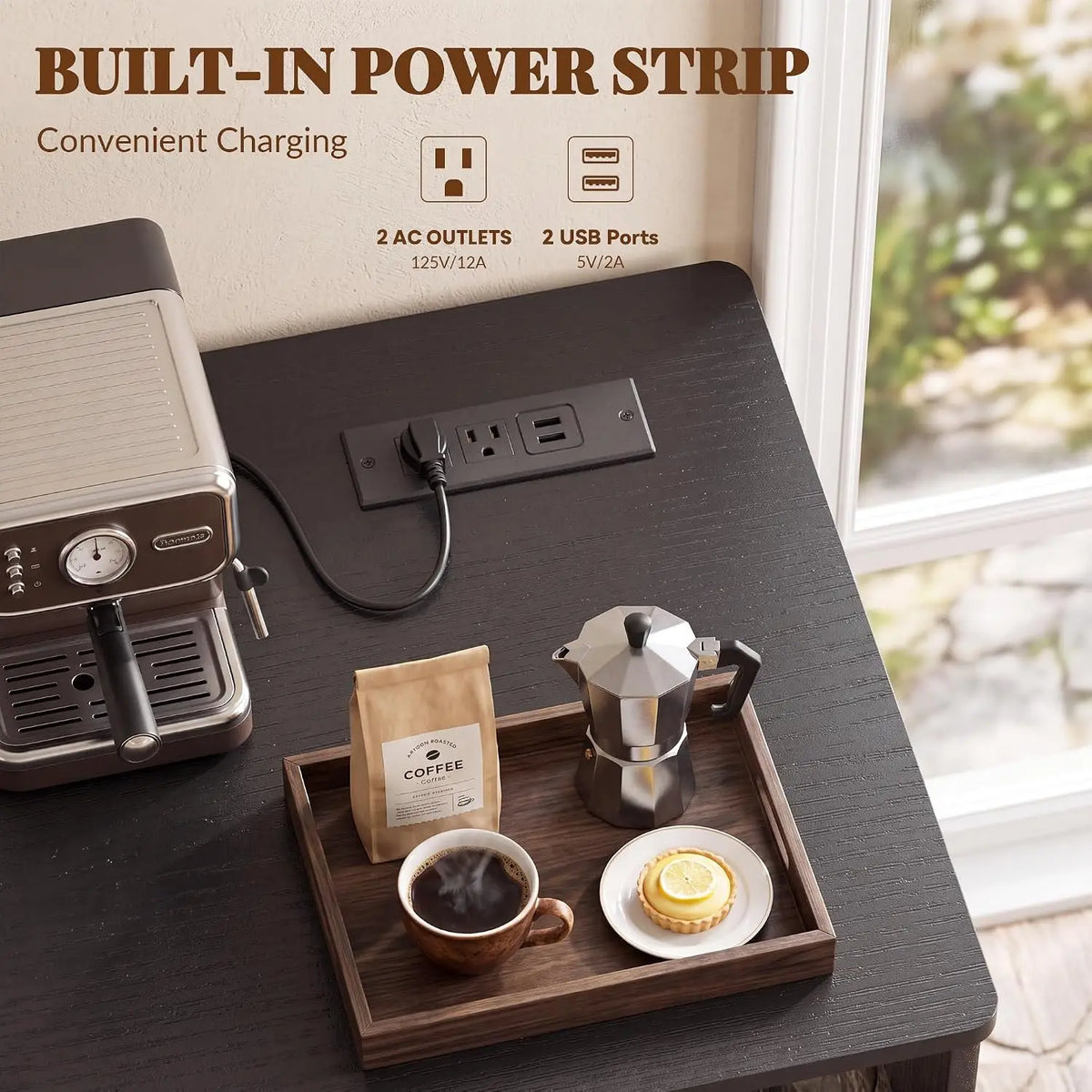 XIUWO Coffee Bar Cabinet With Fridge And Wine Rack