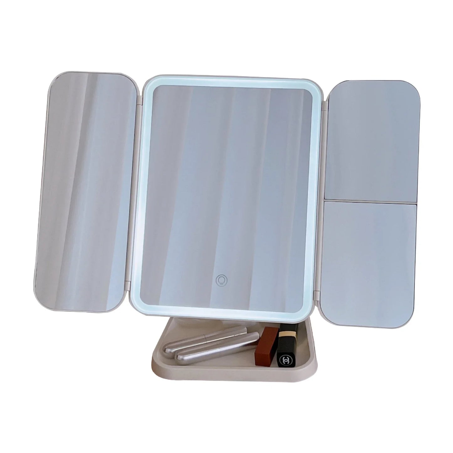 Hign-concerned Trifold LED Makeup Mirror With Lights