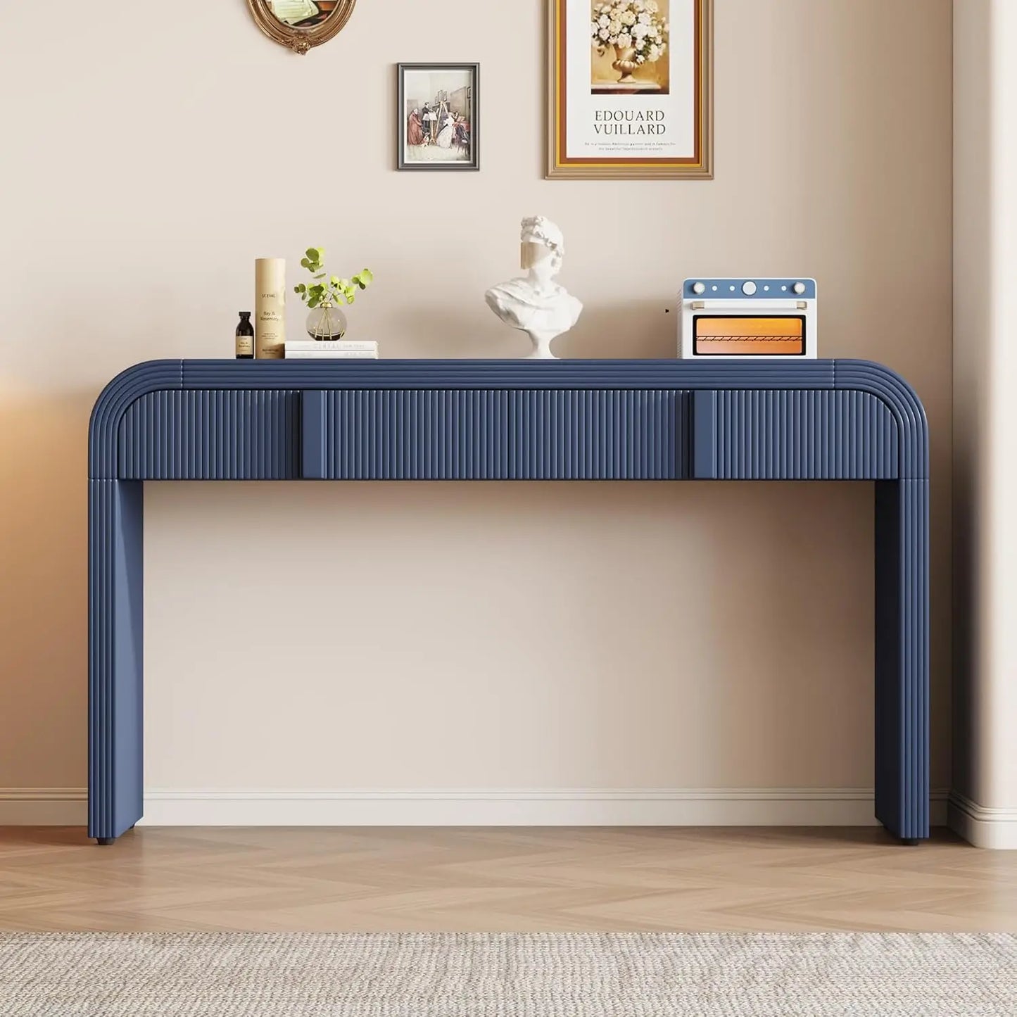 ZHENDAI Elegant Entryway Console Table With Fluted Design