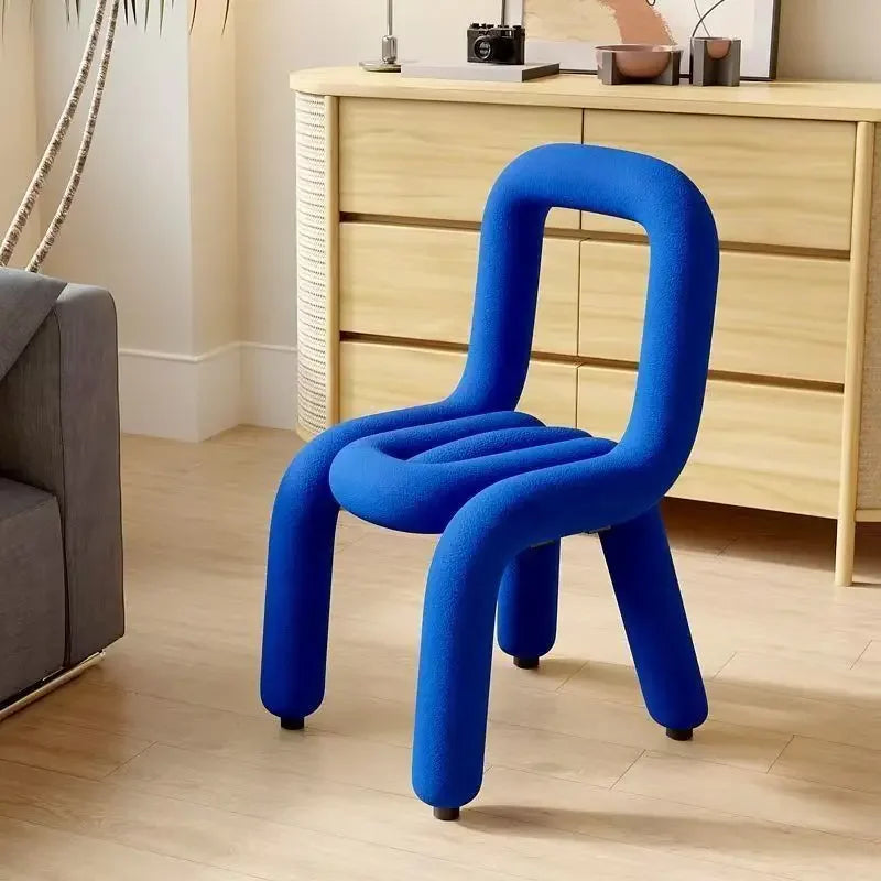Plush Irregular Velvet Makeup Chair For Girls Bedroom
