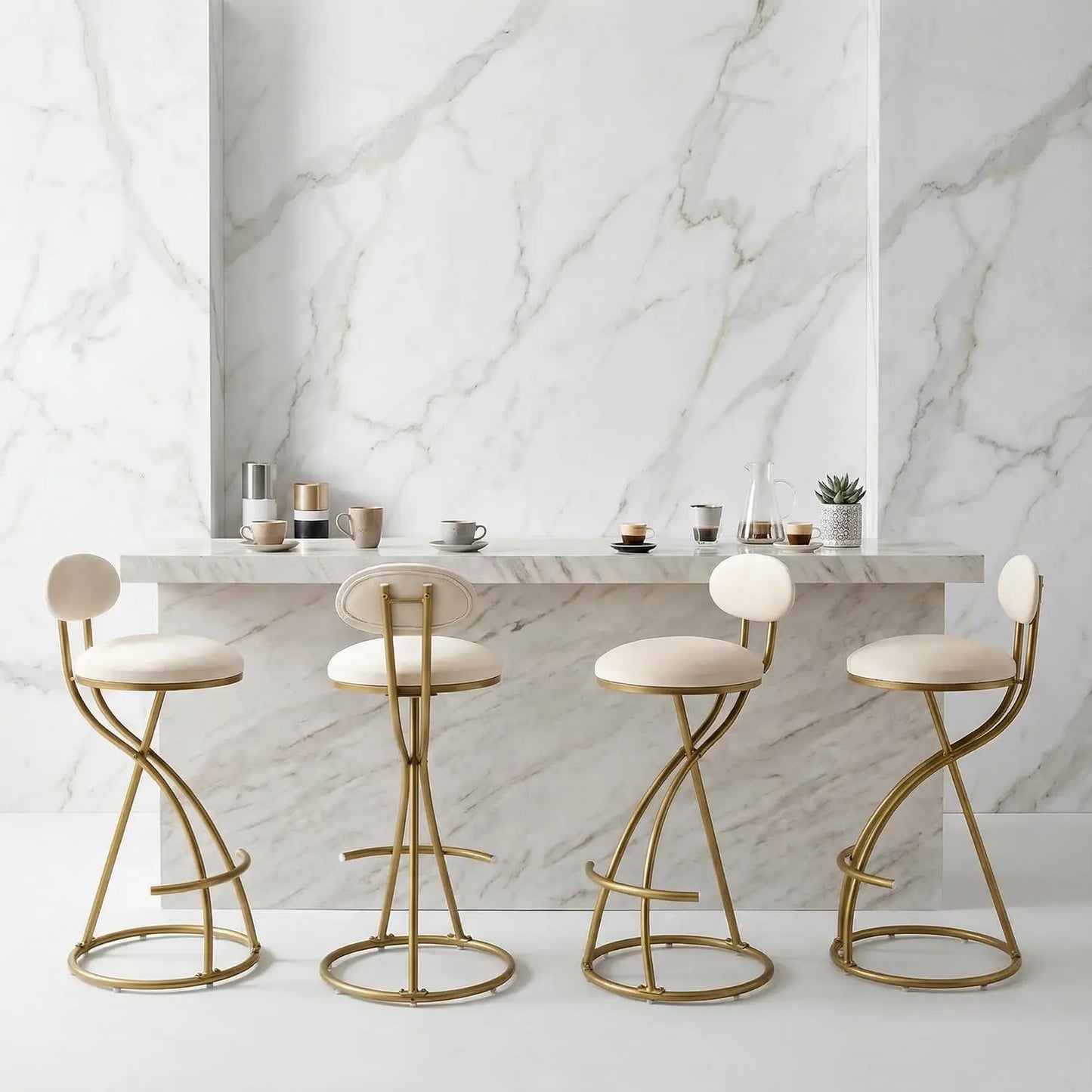 Frame Velvet Bar Stools Set Of Four