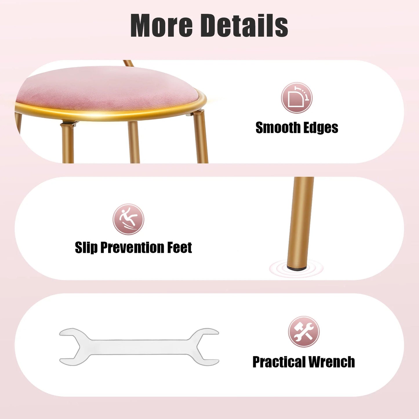 Bymaocar Butterfly Backrest Chair Vanity Stool For Living Room