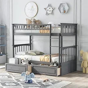 Merax Twin Over Twin Bunk Bed Featuring Storage Drawers