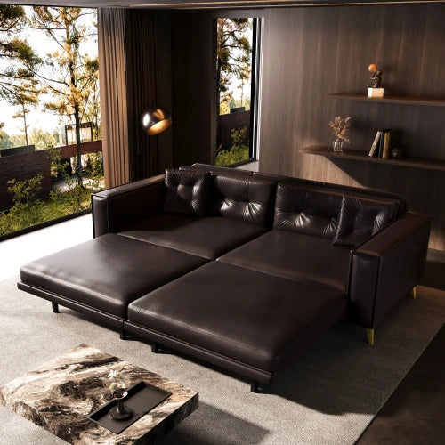 King Size Convertible Sofa Bed With Modern Tufted Design And Two Included Pillows