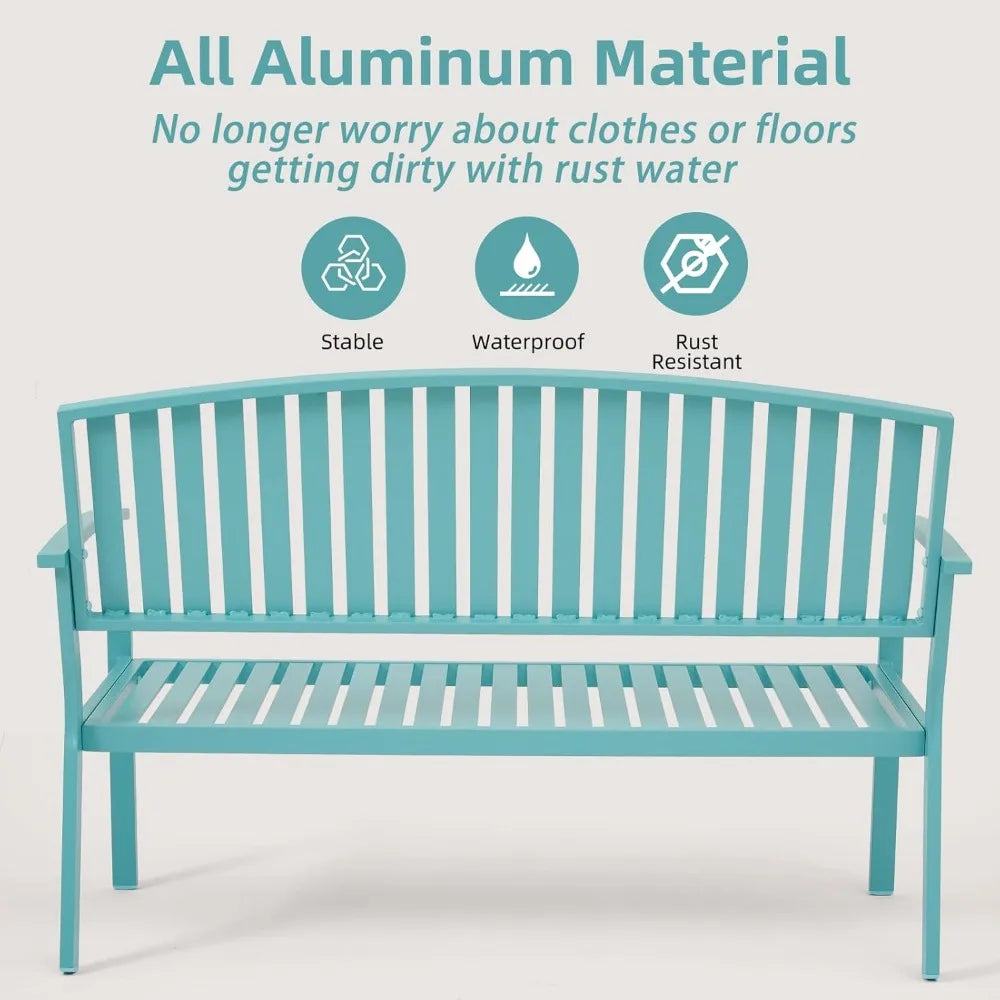 Aluminum Outdoor Bench Weatherproof Patio Garden Loveseat