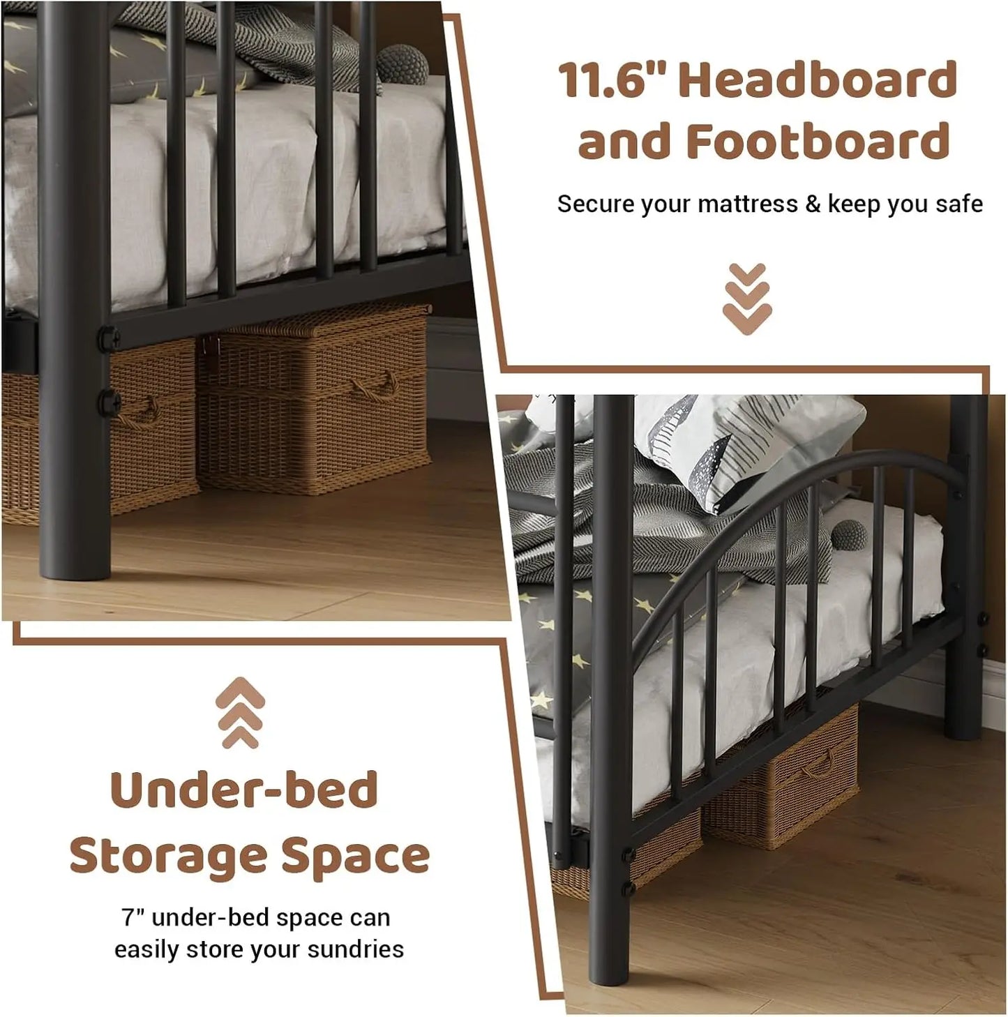 HiMISSH Metal Bunk Bed Twin Over Twin Safety Ladder