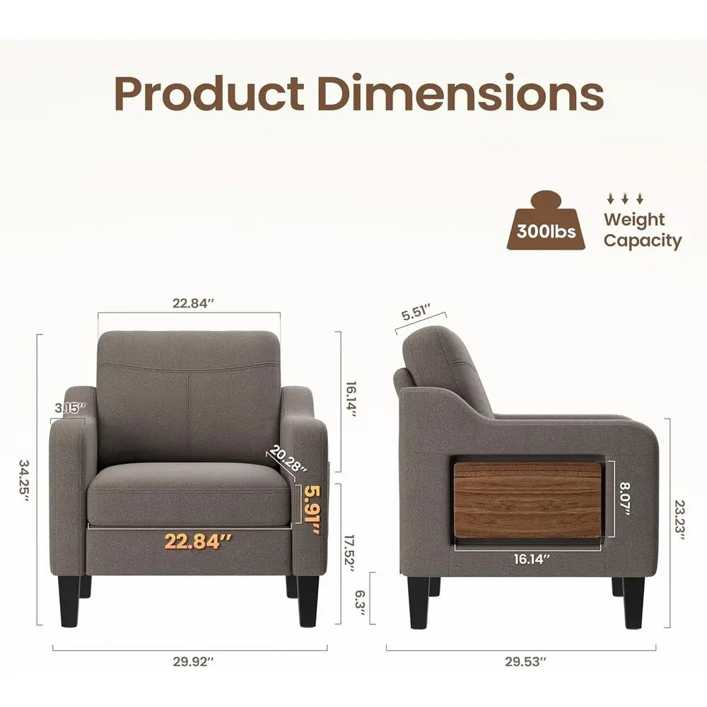 Adjustable Side Table Accent Chair With Storage