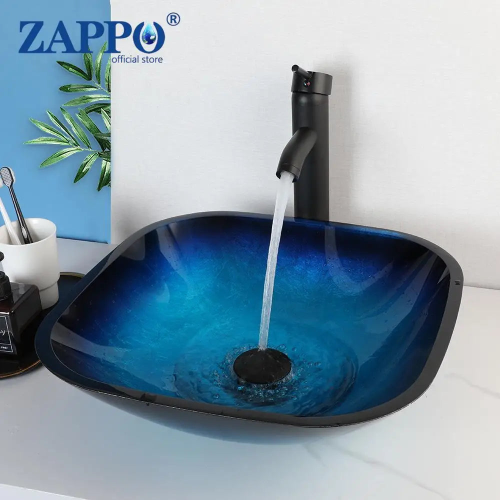 Torayvino Tempered Glass Vessel Sink With Waterfall Faucet