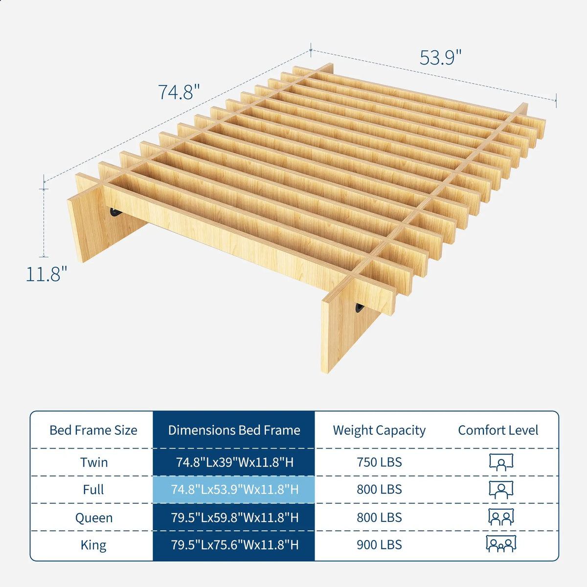 HiMISS Wood Platform Bed Frame No Box Spring Required